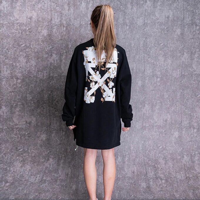 Off-White Floral Arrow Print Cotton Swea Dress