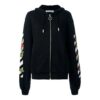 Off-White Floral Print Hooded Black