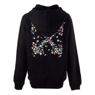 Off-White Flower Embroidered Arrow Hoodie Black