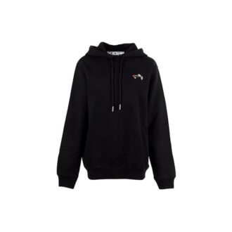 Off-White Flower Embroidered Arrow Hoodie Black