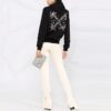 Off-White Flower Embroidered Arrow Hoodie Black