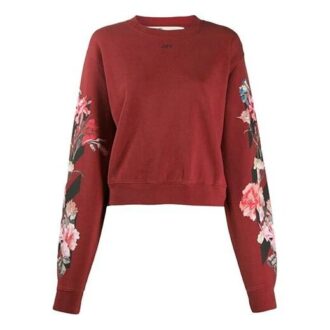 Off-White Flower Printed Sweater Burgundy