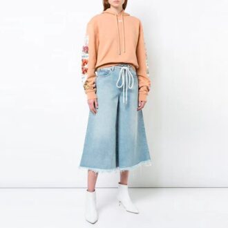 Off-White Flowers Printing Hoodie Loose Fit Pink Red