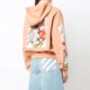 Off-White Flowers Printing Hoodie Loose Fit Pink Red