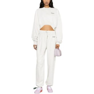 Off-White For All Helvetica Crop Over Crewneck “White Black”