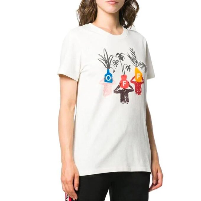 Off-White Graphic Print Round Neck Short Sleeve Normal Fit