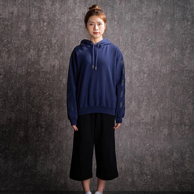 Off-White Hooded Cotton Blue Hoodie