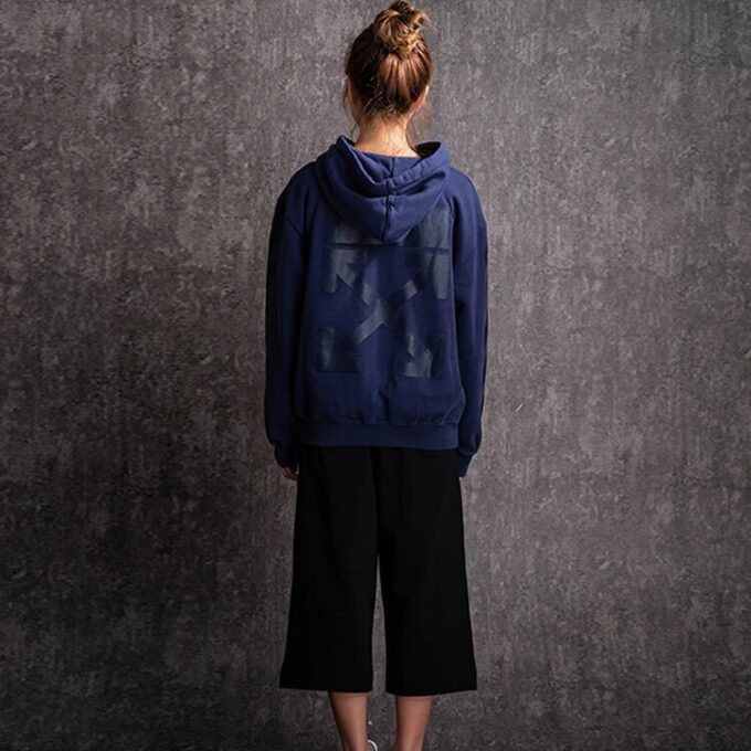 Off-White Hooded Cotton Blue Hoodie