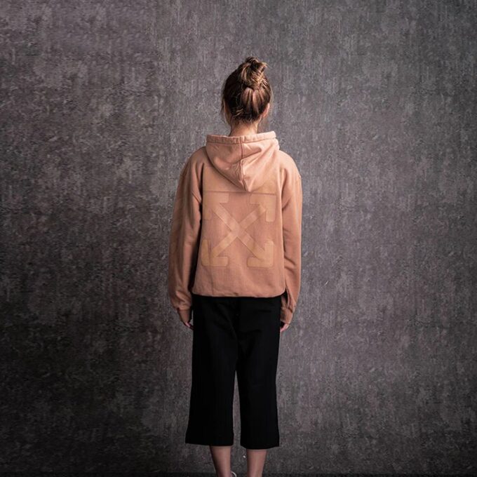 Off-White Hooded Cotton Slim Fit Pink Hoodie