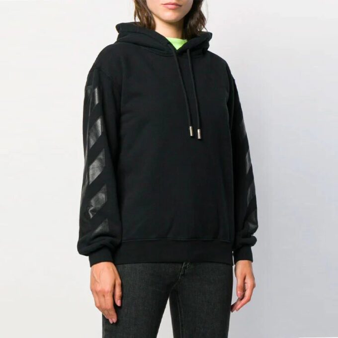 Off-White Hooded Cotton Sweater Black