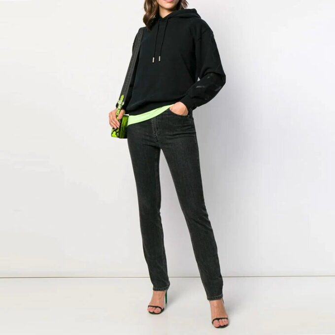 Off-White Hooded Cotton Sweater Black