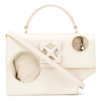 Off-White Jitney 1.4 Tote Leather Shoulder Bag Beige