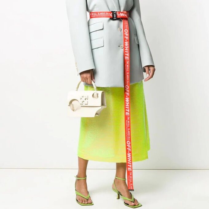 Off-White Jitney 1.4 Tote Leather Shoulder Bag Beige