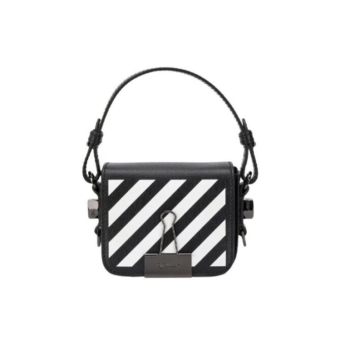 Off-White Leather 20 Binder Clip Single-Shoulder Bag Small Black