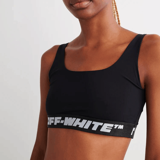 Off-White Logo Band Sports Bra Top “Black”