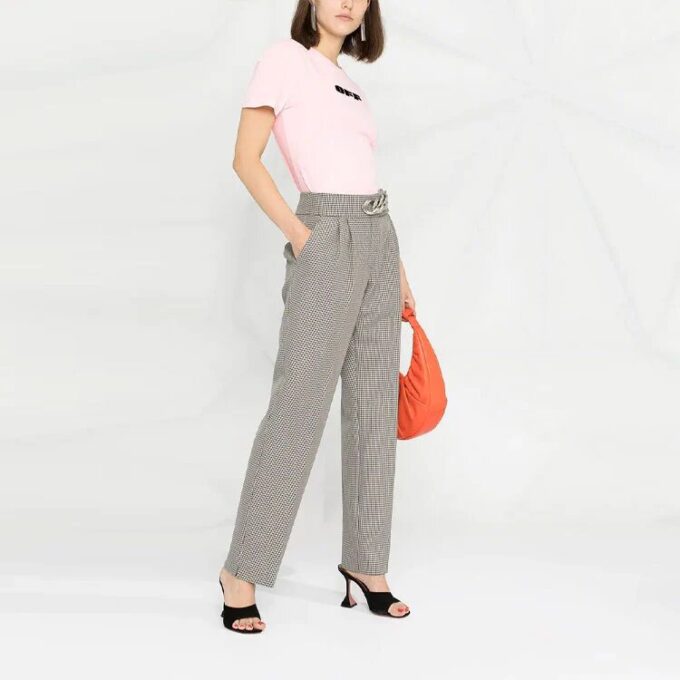 Off-White Logo Cotton Short Sleeve Slim Fit Version Pink