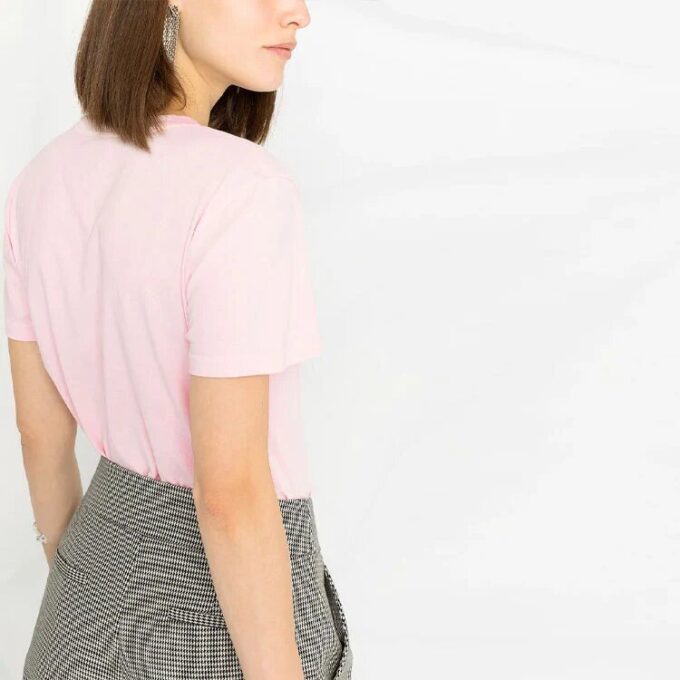 Off-White Logo Cotton Short Sleeve Slim Fit Version Pink
