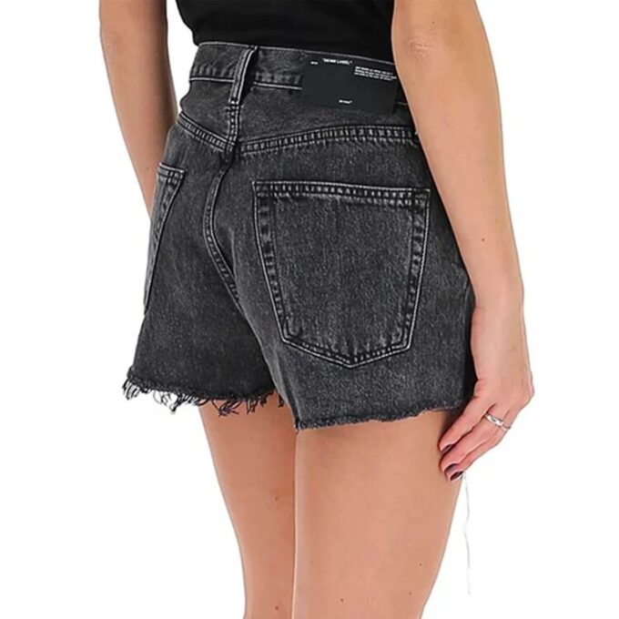 Off-White Logo Denim Black Shorts