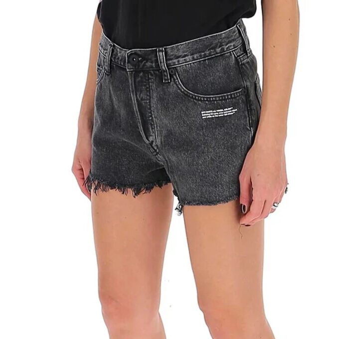 Off-White Logo Denim Black Shorts