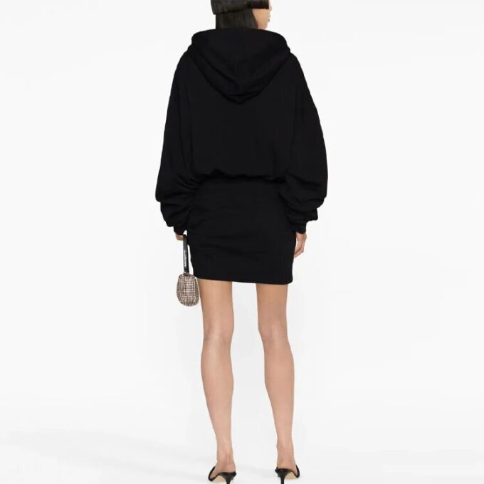 Off-White Logo-Embroidered Cotton Hoodie “Black”