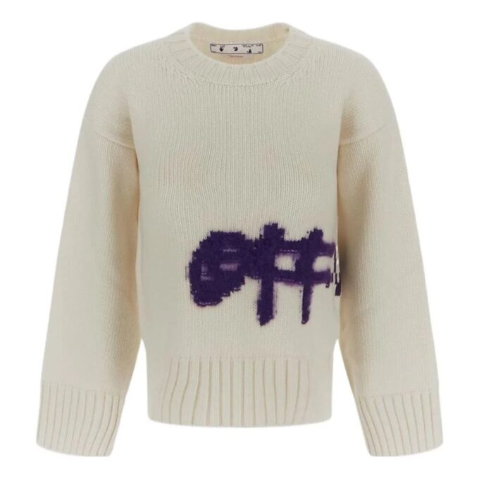Off-White Logo Intarsia Crewneck “White Purple”