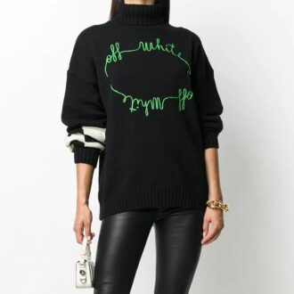 Off-White logo Knitted Sweater Black