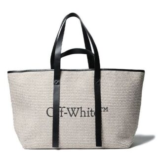 Off-White Logo Printing Shoulder Bag Beige