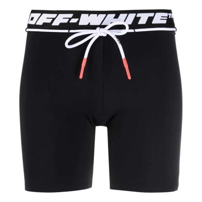 Off-White Logo-Waistband Running Shorts “Black”