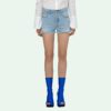 Off-White Logo Washed Denim Shorts Ordinary Version Blue