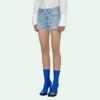 Off-White Logo Washed Denim Shorts Ordinary Version Blue