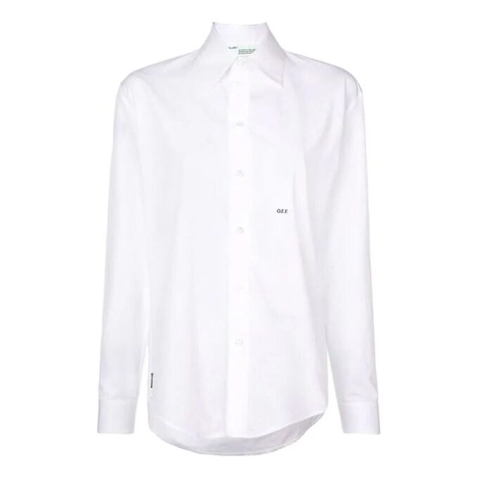 Off-White Loose Logo Embroidered Long Sleeves Shirt White