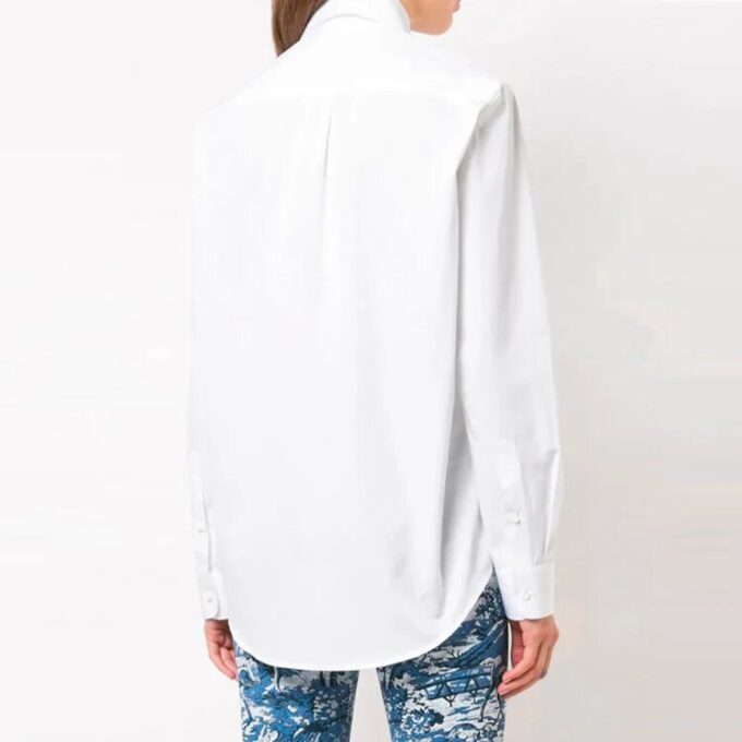 Off-White Loose Logo Embroidered Long Sleeves Shirt White