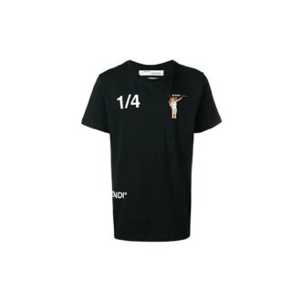 Off-White Men’ s 1/4 Back Printing Short Sleeve Black T-Shirt