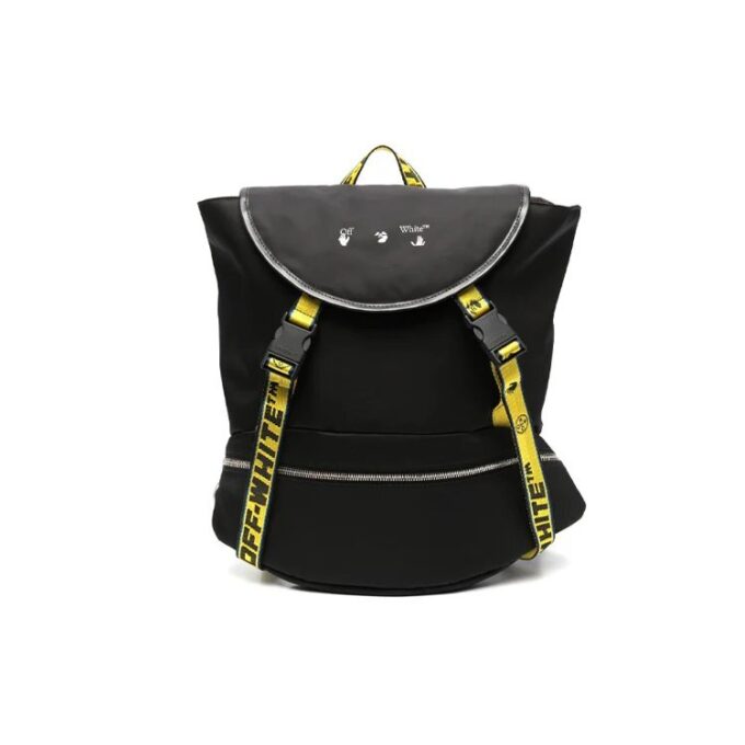 Off-White Men’ s 21 logo Printing Series Functional backpack schoolbag Black