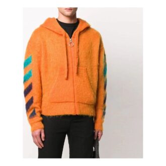 Off-White Men’ s 3d Logo Hooded Knit Orange