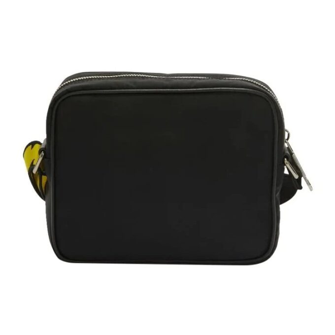 Off-White Men’ s Adjustable Shoulder Straps Logo Printing Zipper Crossbody Black / White Shoulder Bag