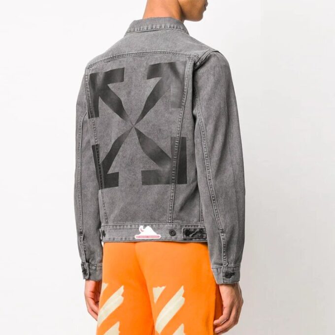 Off-White Men’ s Arrow Denim Jacket Gray