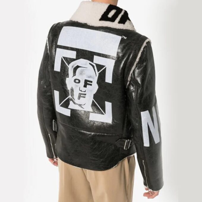 Off-White Men’ s Arrow Faux Fur Black Jacket