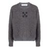 Off-White Men’ s Arrow Pattern Logo Jacquard Solid Color Wool Sweater Gray