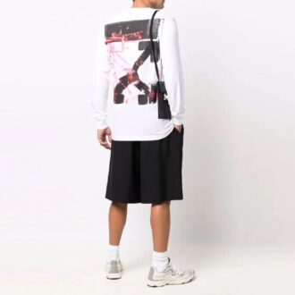 Off-White Men’ s Arrow Pattern Printing Long Sleeves Ordinary White T-Shirt Off-White Men’ s Arrow Pattern Printing Long Sleeves Ordinary White T-Shirt