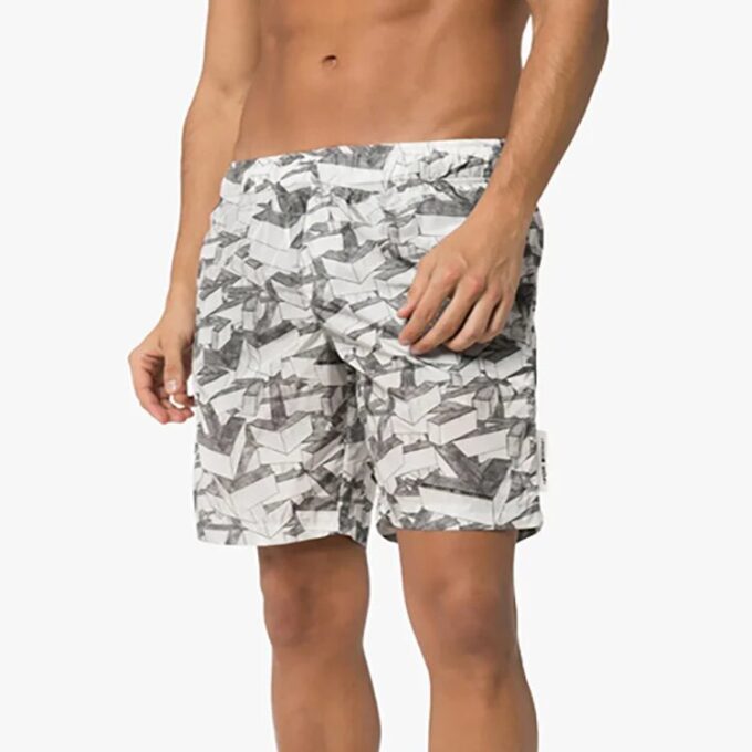 Off-White Men’ s Arrow Pattern Swim Shorts Gray