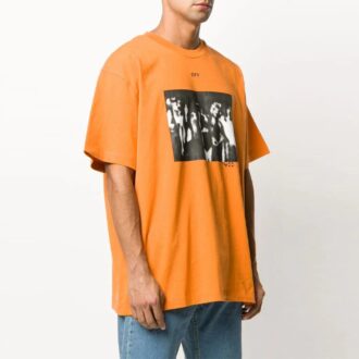 Off-White Men’ s Arrow Printing Round Neck Short Sleeve Orange T-Shirt Off-White Men’ s Arrow Printing Round Neck Short Sleeve Orange T-Shirt