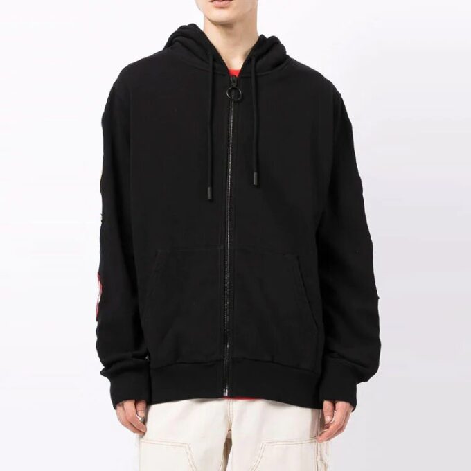 Off-White Men’ s Back Arrow Zipper Black