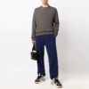 Off-White Men’ s Basic Pullover Wool Sweater Loose Fit Brown