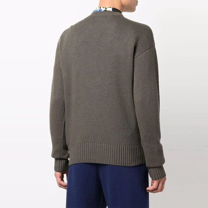 Off-White Men’ s Basic Pullover Wool Sweater Loose Fit Brown