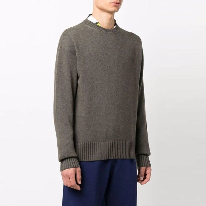 Off-White Men’ s Basic Pullover Wool Sweater Loose Fit Brown