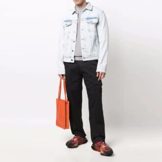 Off-White Men’ s Bleach Effect Denim Jacket Autumn Blue