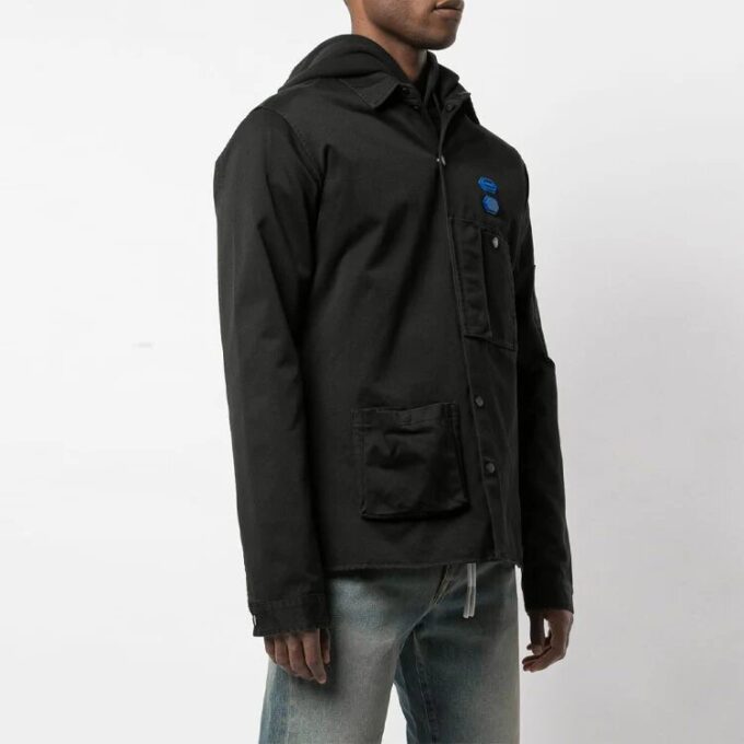 Off-White Men’ s Blue Logo Shirt Jacket Black