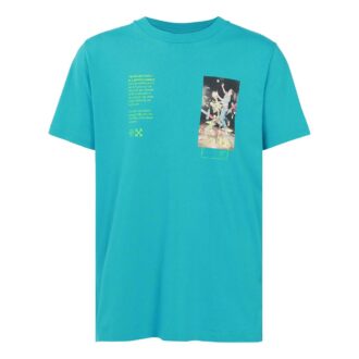Off-White Men’ s C/O Virgil Abloh Skeleton Character Printing Short Sleeve Ordinary Version Blue T-Shirt Off-White Men’ s C/O Virgil Abloh Skeleton Character Printing Short Sleeve Ordinary Version Blue T-Shirt
