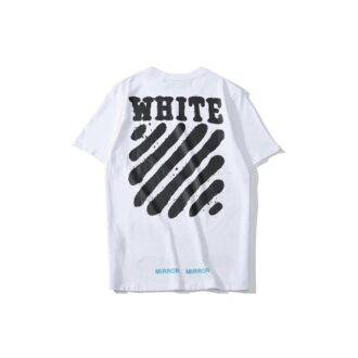 Off-White Men’ s C/O VIRGIL ABLOH Tiger Stripes Splash Ink Printing Short Sleeve White T-Shirt